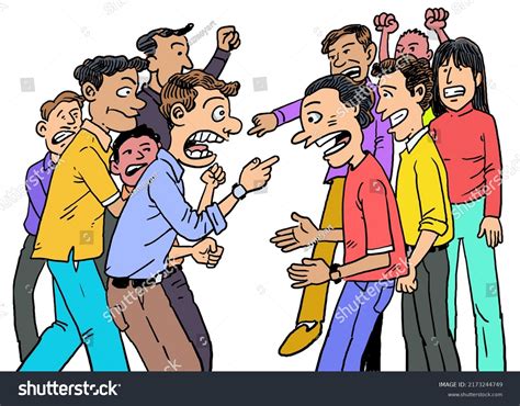 Two Groups Angry People Shouting Pointing Stock Vector (Royalty Free ...