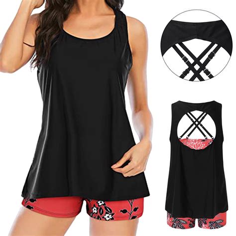 GWAABD Crochet Trim Bikini Sets Women Tankini Swimsuits For Women 3 Piece Bathing Suits Swim