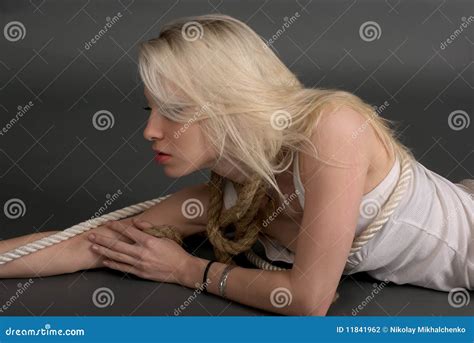Pretty Blonde Female With Ropes Stock Photo Image Of Lady People 11841962