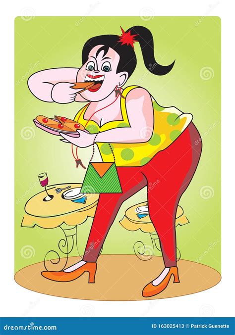 Fat Girl Illustration Stock Vector Illustration Of Food 163025413