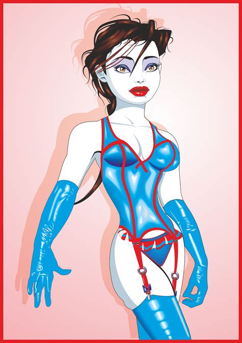 The Girl In A Blue Latex Basque By Phaedra Hentai Foundry