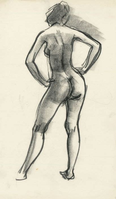 Peter Collins ARCA C S Charcoal Drawing Expressive Nude