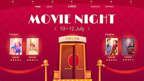 Free Vector | Movie night cartoon landing page