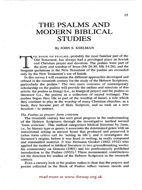 The Psalms and and Other Biblical Study | PDF | Psalms | Bible