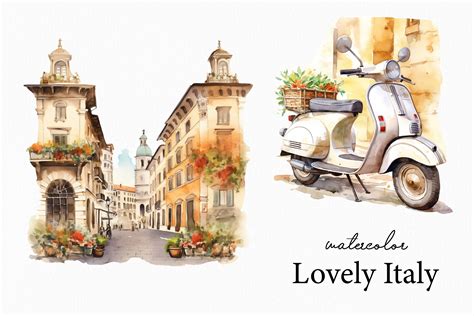 Watercolor Italy Clipart Italian Vacation Png Italy Png - Etsy