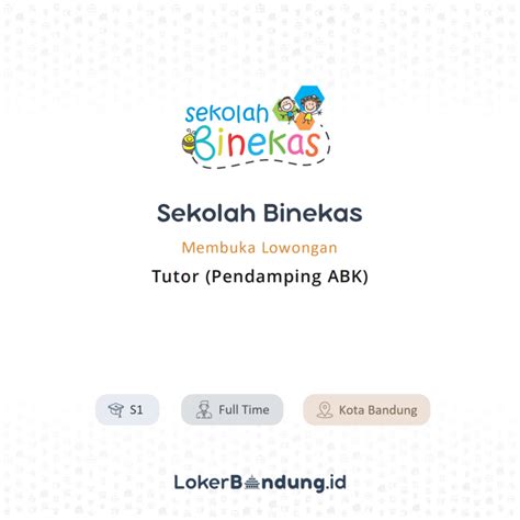 Lowongan Kerja Tutor Pendamping ABK Di Sekolah Binekas LokerBandung Id