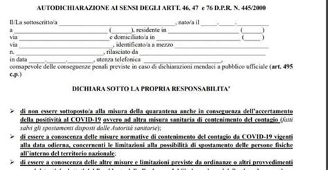 Emergenza Covid E Coprifuoco L Autocertificazione Per Muoversi Negli