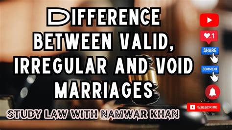 Difference Between Valid Irregular And Void Marriages Kinds Of Marriages Youtube