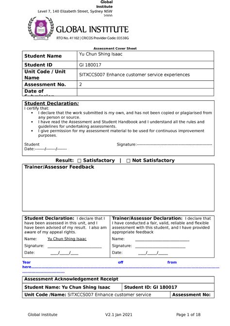 Sitxccs 007 Assessment Task 2 Global V2 Global Institute Level 7 140