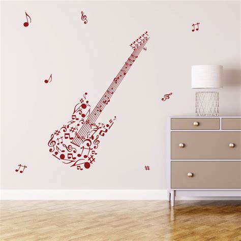 Sticker Mural Guitare En Notes De Musique D Comotif