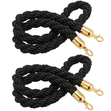 Keileoho Pcs Feet Black Crowd Control Ropes Queue Barrier Hemp