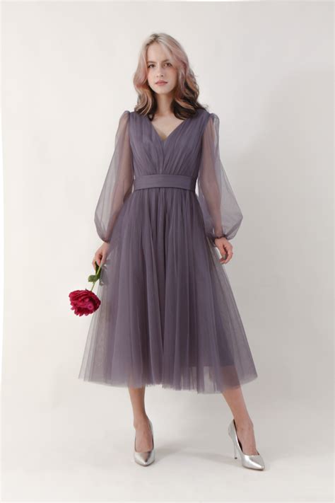 Купить пышное Фатиновое платье миди (серый) в Челябинске в салоне ...