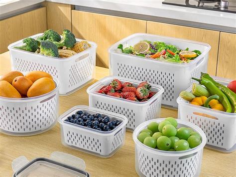 Amazon Pcs Large Fruit Containers For Fridge Leakproof Food