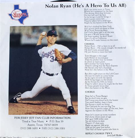 NOLAN RYAN ~ 45 RPM RECORD ~ "NOLAN RYAN: HE'S A HERO TO US ALL - TEXAS