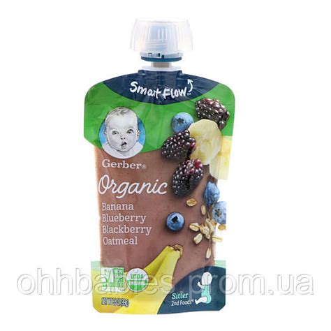 Купить Gerber, Органический продукт, овсяные хлопья с бананом, черникой ...