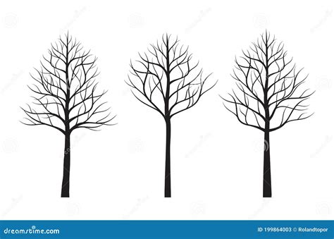 A Set Of Black Naked Tree Vector Illustration Stock Vector Illustration Of Tree Spring