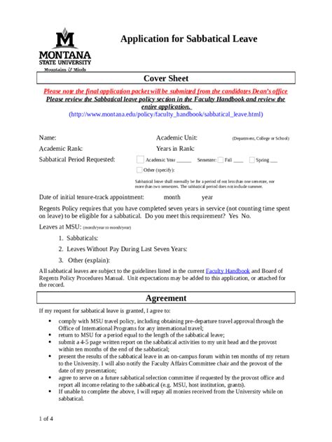 Guidelines And Application For Sabbatical Leave Doc Template Pdffiller