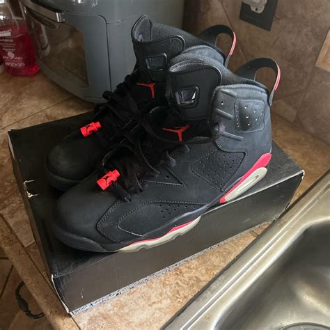 Jordan Men S Black And Red Trainers Depop