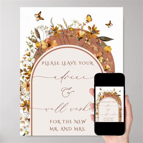 Wildflowers Arch Advice And Wishes Wedding Sign Zazzle Wedding