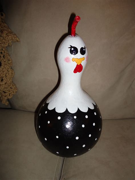 Chicken Made From A Gourd Painted Gourds Gourds Crafts Hand Painted