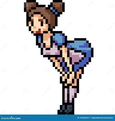 Vector Pixel Art Maid Girl Stock Vector Illustration Of Skirt 163626437