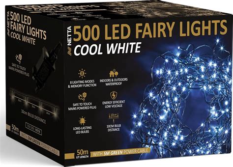 NETTA Christmas Tree Fairy Lights 500 LED Cool White With 8 Different