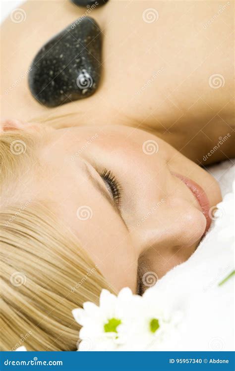 Massage With The Hot Stones Spa Stock Photo Image Of Back Purity