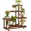 5 Tiers Reinforce Plant Stand Pine Wood Rolling Flower Shelf Rack