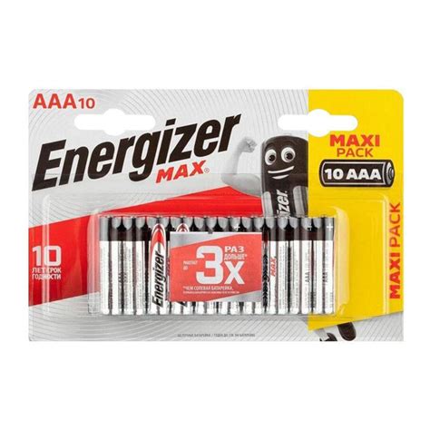 Батарейка Energizer MAX LR03 AAA Alkaline 1.5V купить на OZON по низкой ...