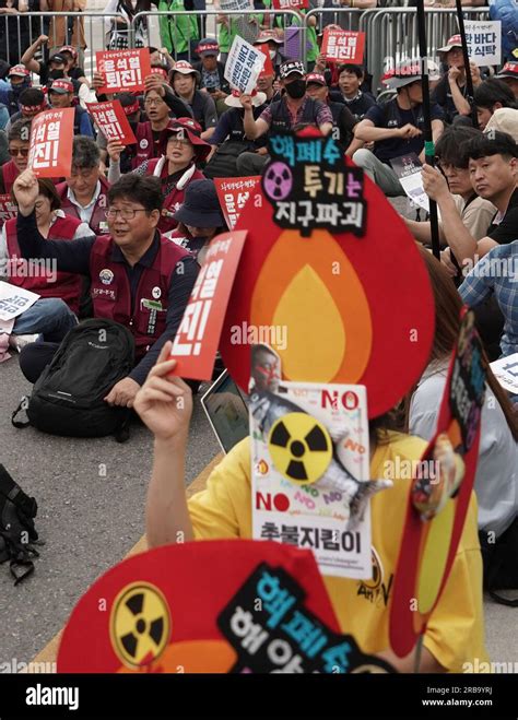 Seoul South Korea 8th July 2023 South Korean Protesters During A