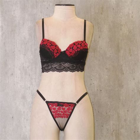Conjunto Lingerie Preto E Vermelho Lingerie Feminina Segredo Lacrado Nunca Usado Enjoei