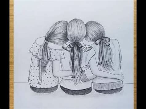 Best Freinds Drawing Ll How To Draw Three Best Friends Hugging Each