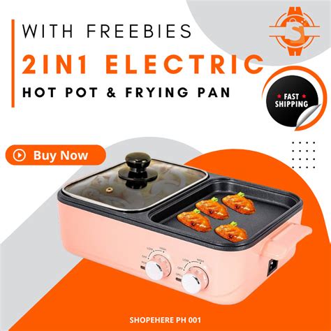 2 In 1 Indoor Non Stick Electric Mini Samgyupsal Hot Pot And Frying Pan