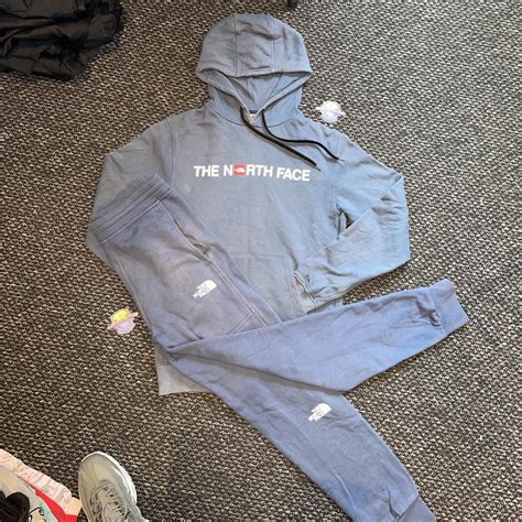 North Face Tracksuit Blue Size Small Size Depop