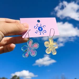Spongebob Squarepants Holographic Flower Acrylic Earrings Bikini