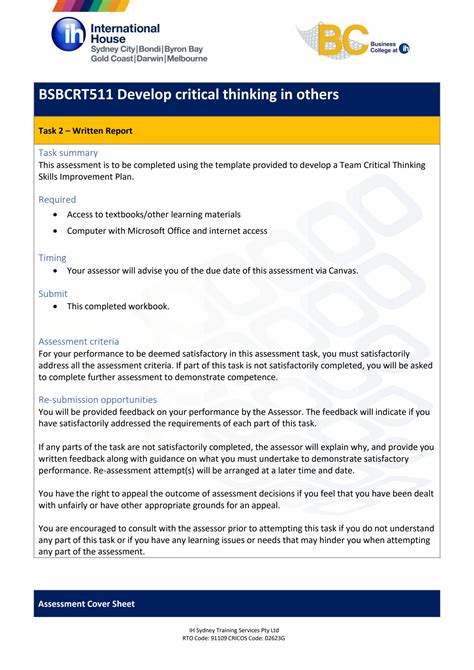 SOLUTION BSBCRT511 Develop Critical Thinking Task 2 Solved Studypool