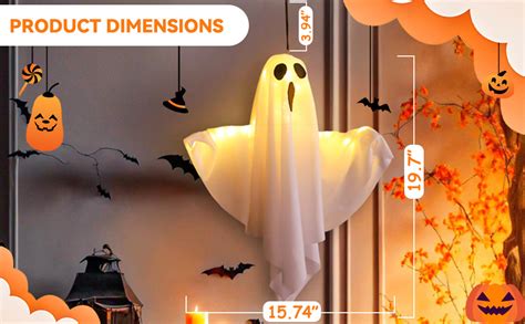 Starnearby Halloween Deko Outdoor LED Hängende Geister 50CM