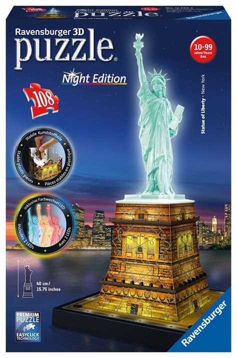 Comprar Puzzle Ravensburger Estatua De La Libertad Night Edition 3D 108