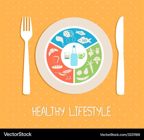 Healthy food plate Royalty Free Vector Image - VectorStock