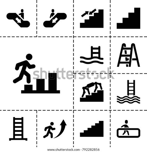 Staircase Icons Set Editable Filled Stock Vector Royalty Free