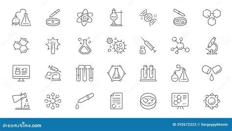 Verzameling Van Symbolen En Tekens In Het Chemisch Laboratorium Iconen