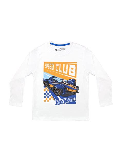 Polo Manga Larga Ni O Hot Wheels Blanco Hws