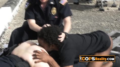 Interracial Hardcore Threesome With Black Criminal On The Rooftop