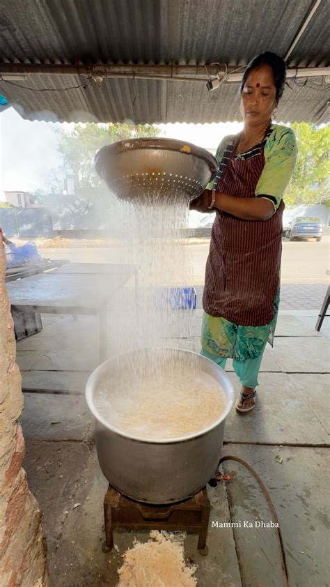freshly making  long indian noodles  small factory mammi ka