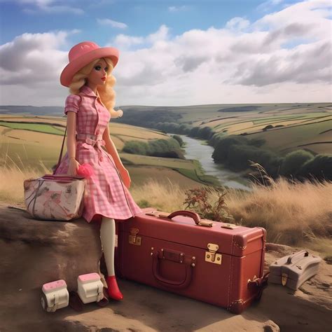 Premium AI Image Cute Blonde Barbie Wearing A Pink Clothing Posed