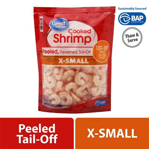 Great Value Frozen Cooked Extra Small Peeled And Deveined Tail Off