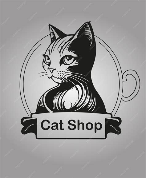 Cat_shop_outline_logo_design | Premium AI-generated vector