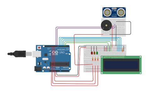 Circuit Design Sensor De Distancia Tinkercad