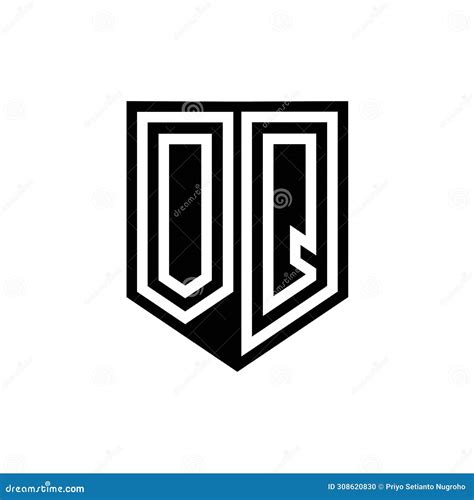 Oq Logo Monogram Shield Geometric White Line Inside Black Shield Color