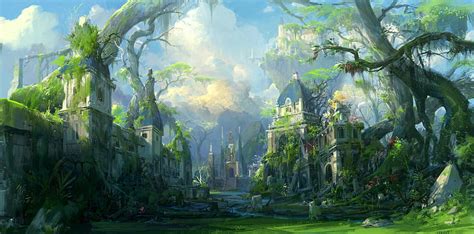 Hd Wallpaper Artwork Forest Castle Fantasy Art Digital Ruin